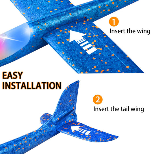 CUKU LED light airplane in glider mode for smooth launches
