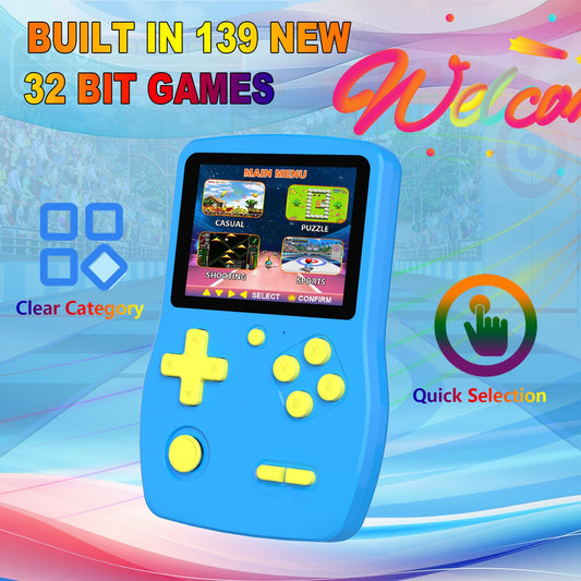CULAGEiMi blue handheld with 139 built-in games for varied play