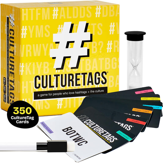 CultureTags cards fanned with a timer ready for quick, playful prompts.