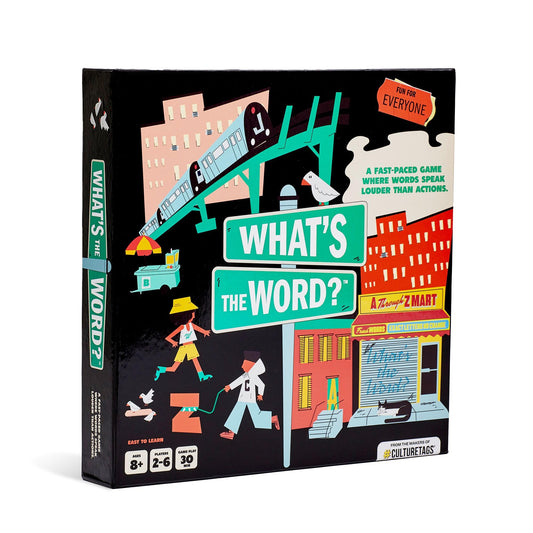 CultureTags What's The Word box front, vibrant artwork ready for family game night.