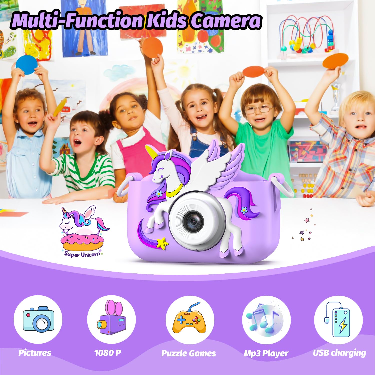 Cimizi Upgrade Kids Camera included lanyard makes portable photography simple for kids.