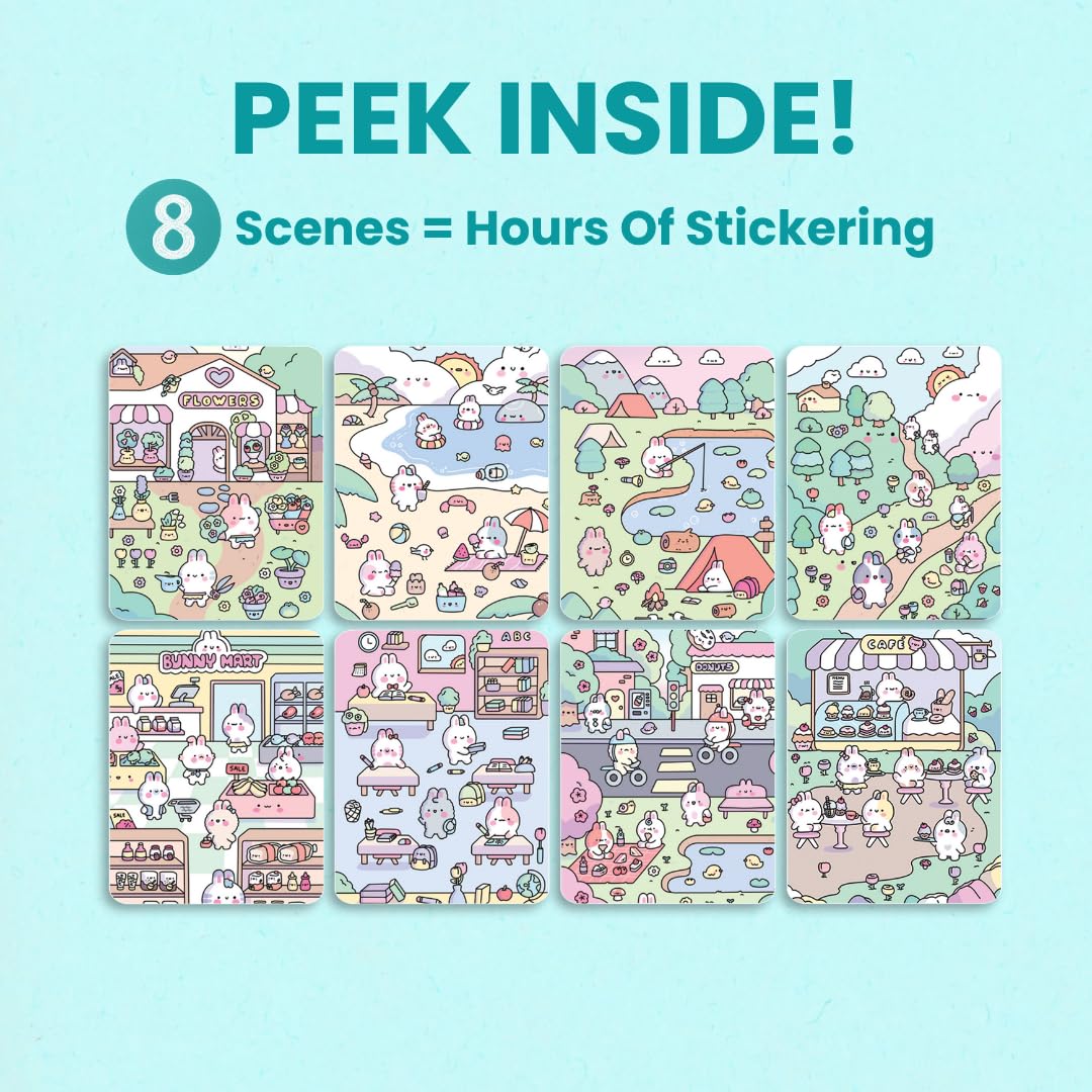 Cupkin Bunny Sticker Book spiral binding enables easy lay-flat crafting.