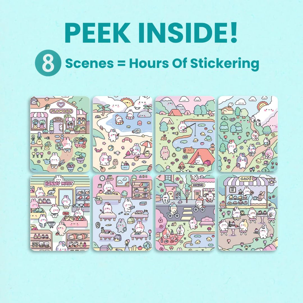 Cupkin Bunny Sticker Book spiral binding enables easy lay-flat crafting.
