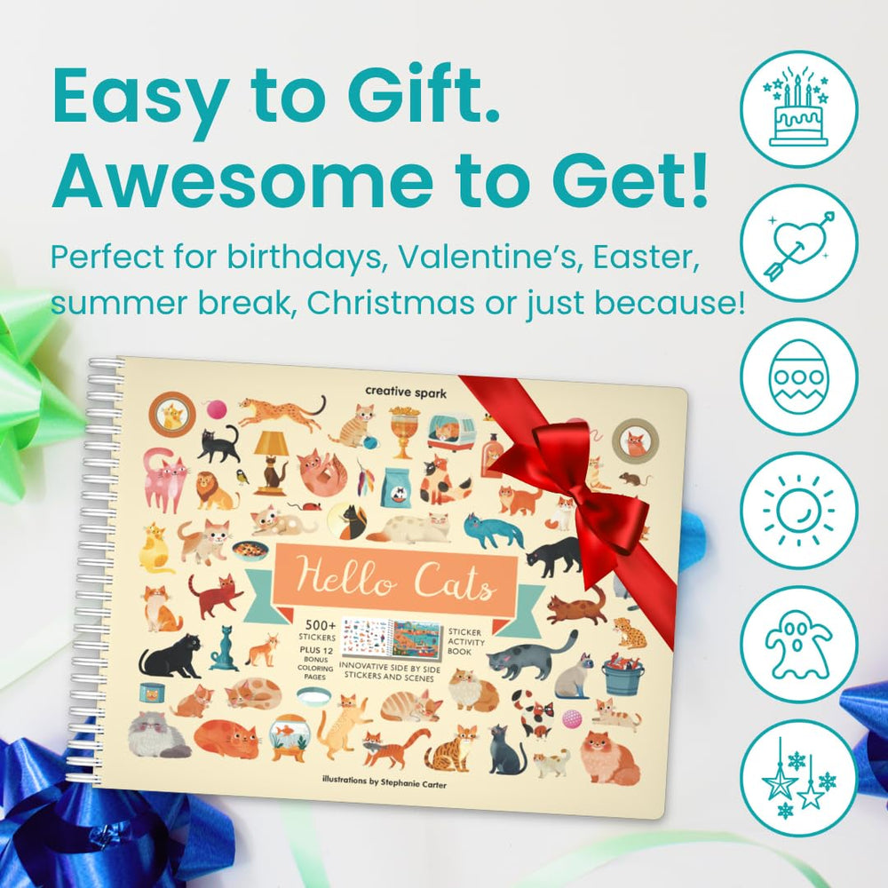 Cupkin Hello Cats travel-ready stickers ideal for plane and car trips.