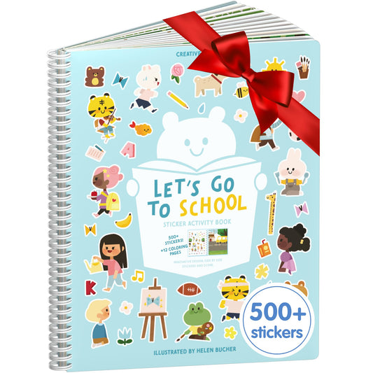 Cupkin lets go to school sticker book cover—engaging, screen-free play for curious kids.