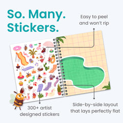 Cupkin Busy Bugs sticker pages spread for mess-free, screen-free entertainment