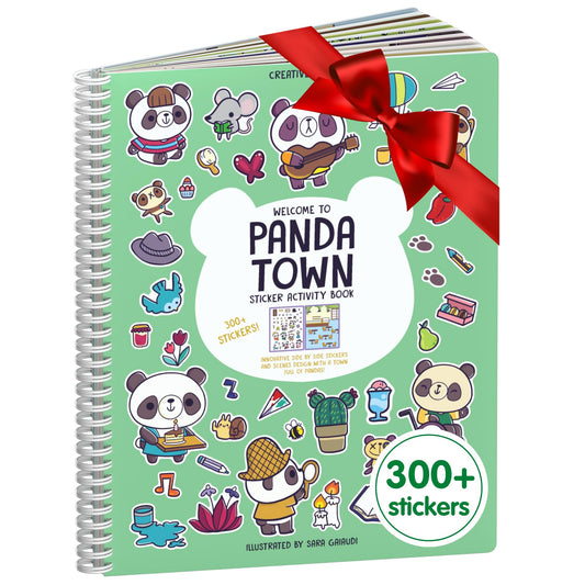 Cupkin Panda sticker book front cover invites imaginative travel play
