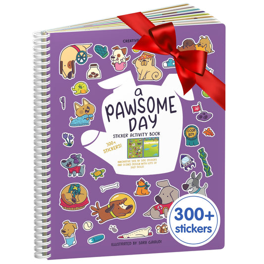 Cupkin Pawsome Day sticker book cover with playful animal scenes for kids.