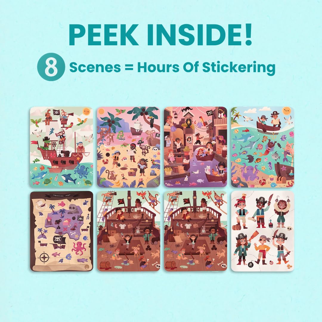 Cupkin pirate sticker book coloring pages invite quiet, screen-free play.