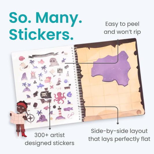 Cupkin pirate sticker book ship scene with flag supports creativity during travel.