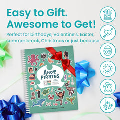 Cupkin pirate sticker book ideal gift for kids during travel.