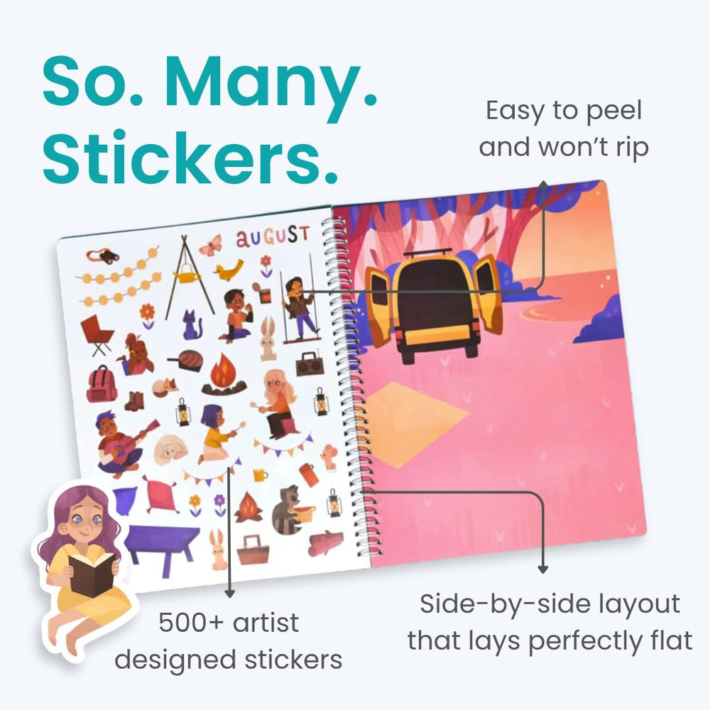 Cupkin side-by-side stickers scenes layout for focused play and quick learning moments