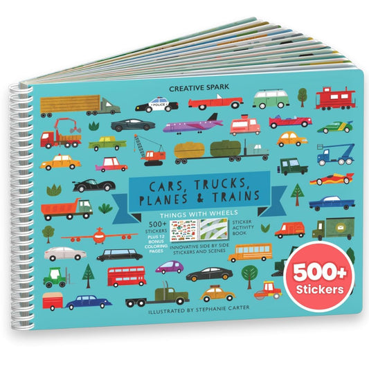 CUPKIN sticker book for kids planes-trains-cars sparks travel-friendly creativity