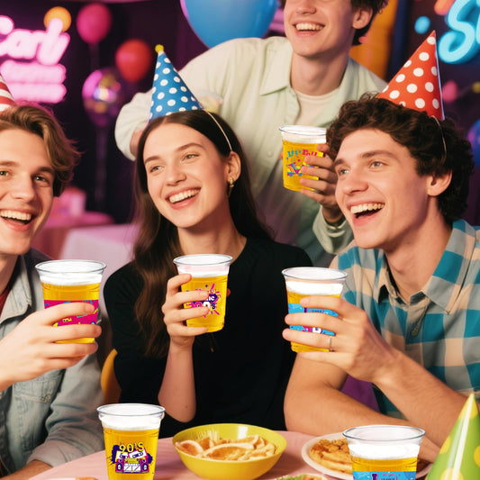 CUPLOOV boombox pattern 16oz cup adds visual pop to throwback celebrations.