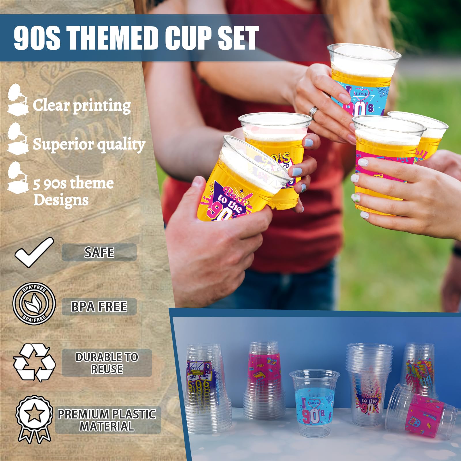 CUPLOOV gaming-console pattern 16oz cup brings nostalgic flair to events.