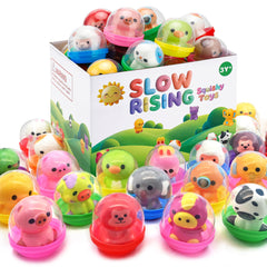 Curibble 30-pack squishy animals in capsules for neat storage and gifting.