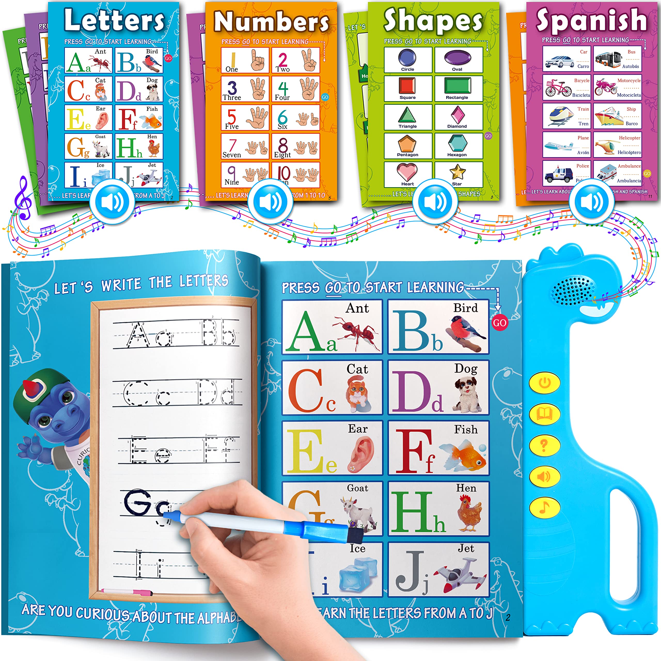 Curious 2 Learn ABC learning book cover promotes bilingual exploration for toddlers.