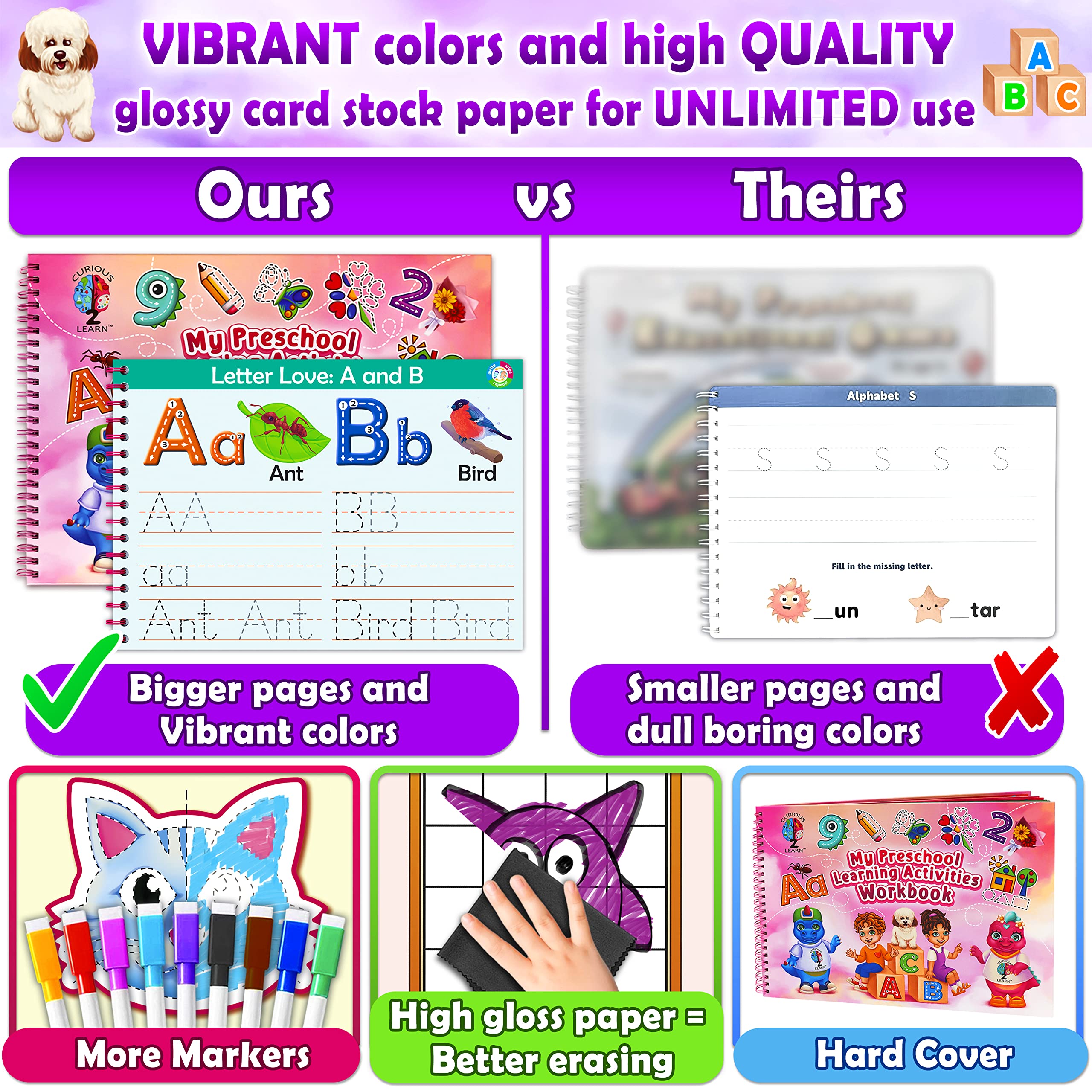 Curious 2 Learn color mixing and shapes pages promote early recognition and logical thinking.