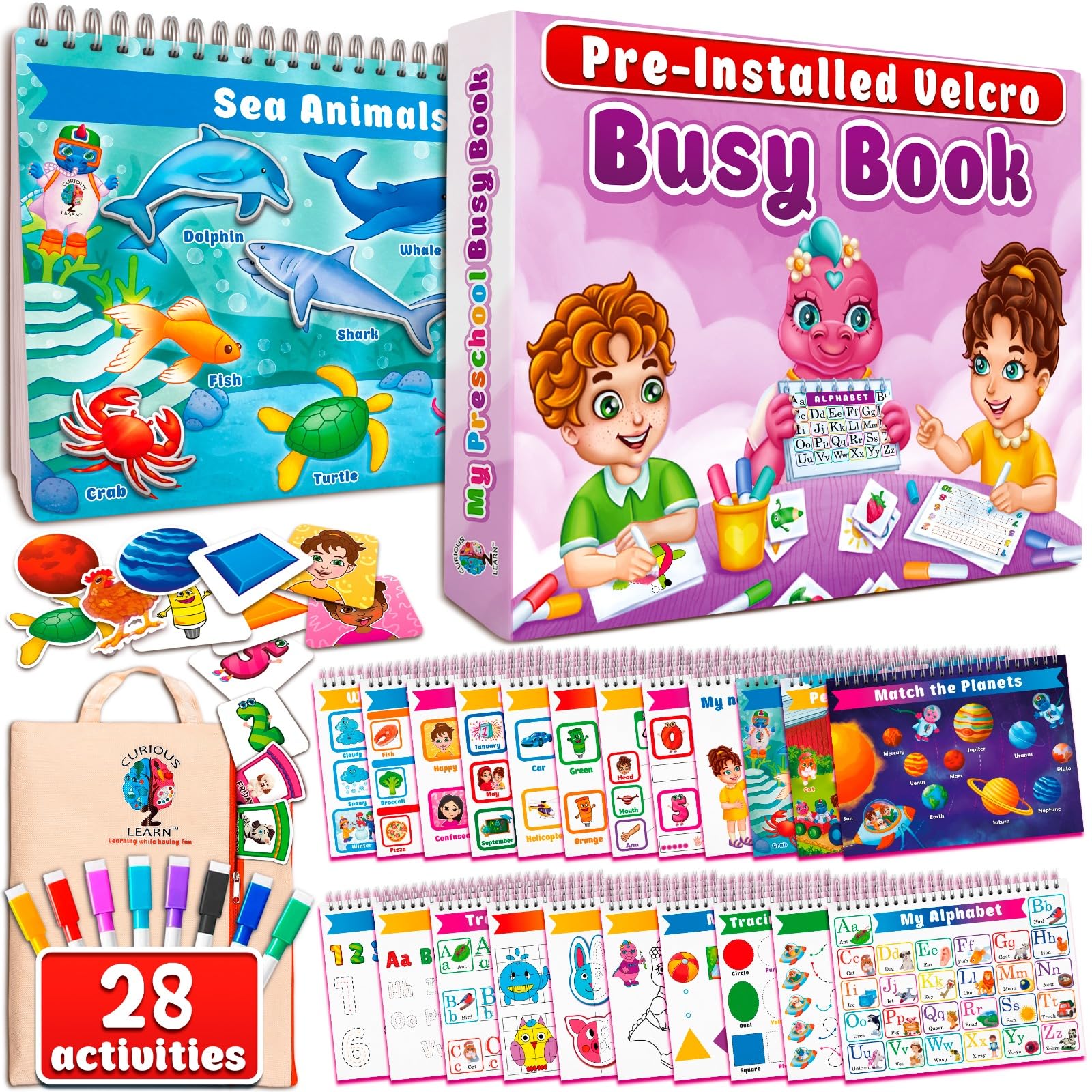 Curious 2 Learn Busy Book cover showcasing premium durability for daily toddler use