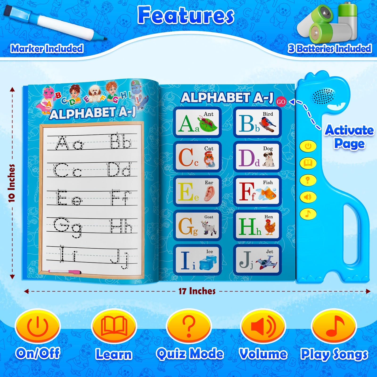 Curious 2 Learn built-in sounds and music capture your child's attention.