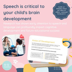 Curious Baby Speech Cards feature extra thick stock for durable use.