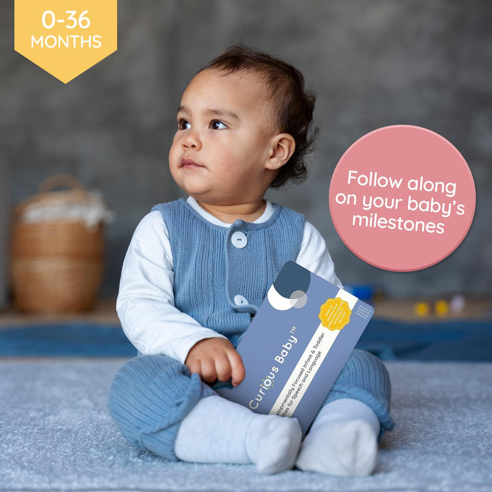 Curious Baby Speech Cards highlight milestones for early babbling and communication.