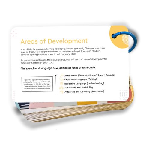 Curious Baby Speech Cards prompts encouraging turn taking during play.