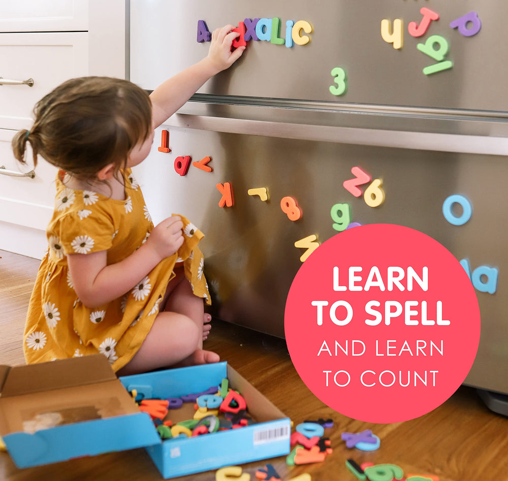 Curious Columbus uppercase foam letters help children spell names confidently.