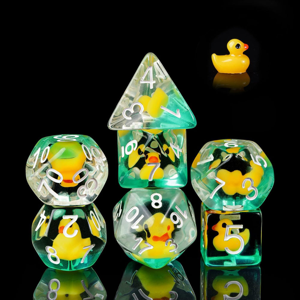Cusdie duck-inside-dnd-dice yellow with playful interior accent for RPG sessions