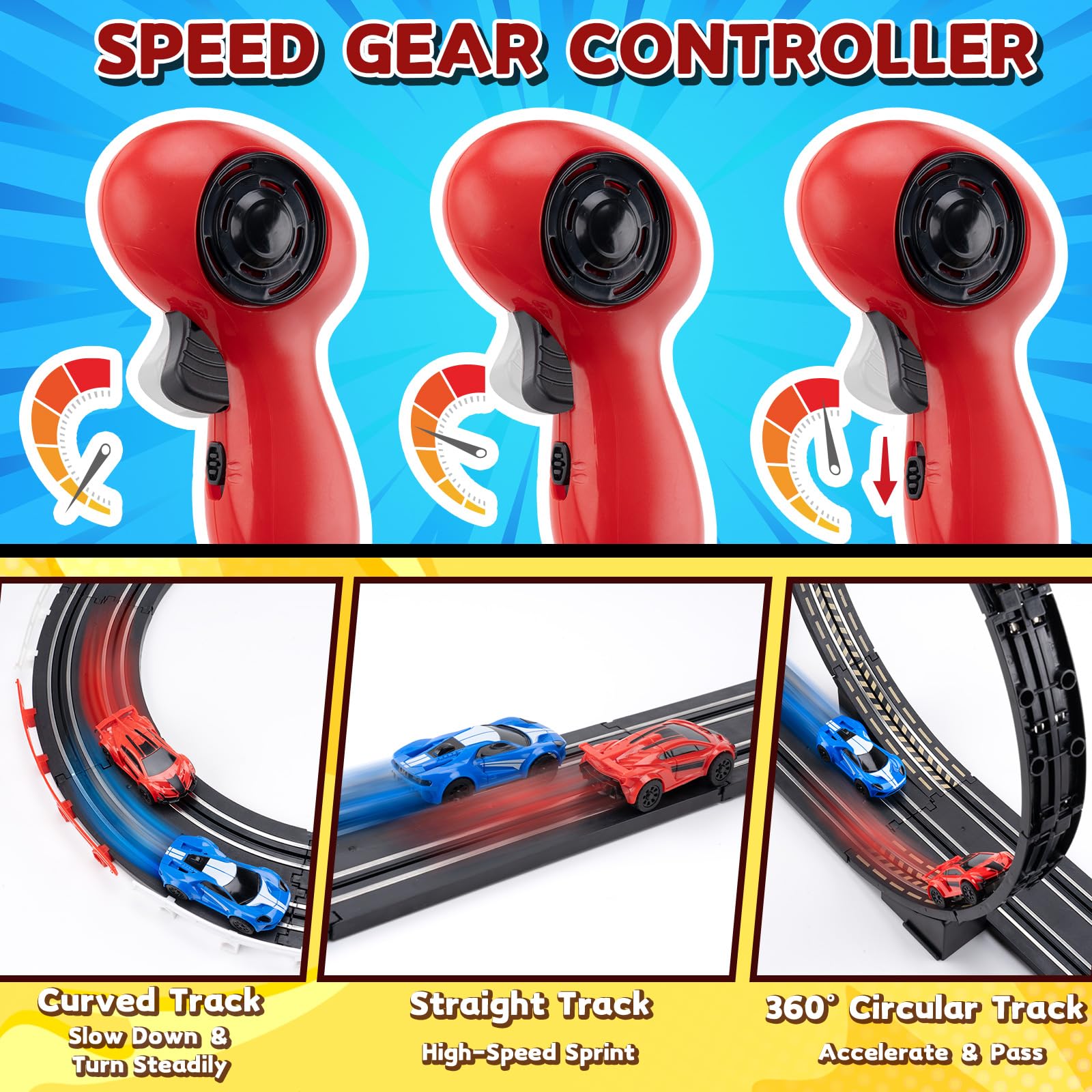 Cusocue battery powered slot cars offer fast, smooth thrills.