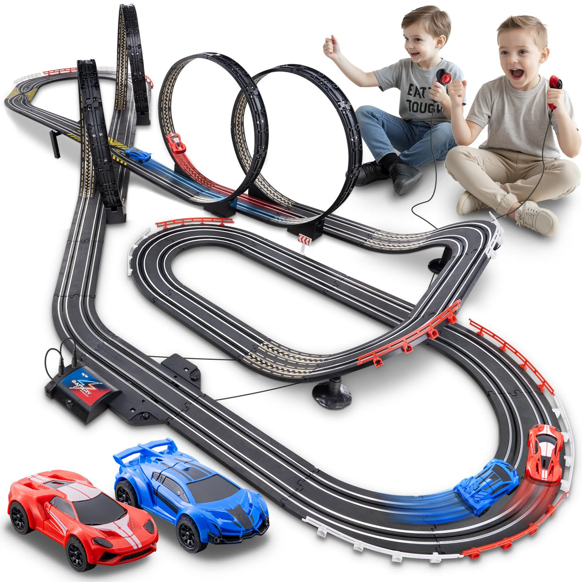 Cusocue high-speed slot track with lap counter for immersive racing