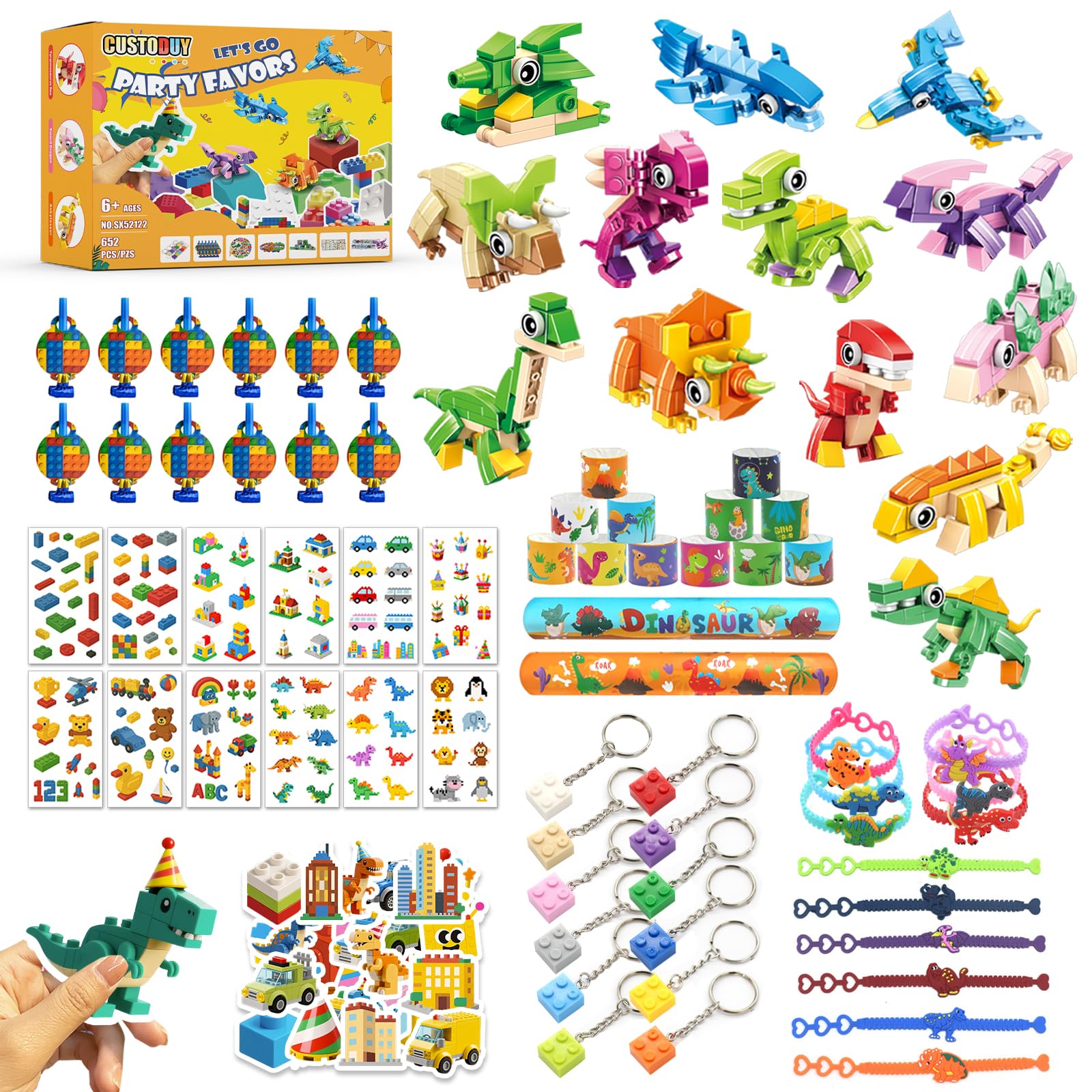Custoduy 132pcs dinosaur building blocks display for imaginative group play