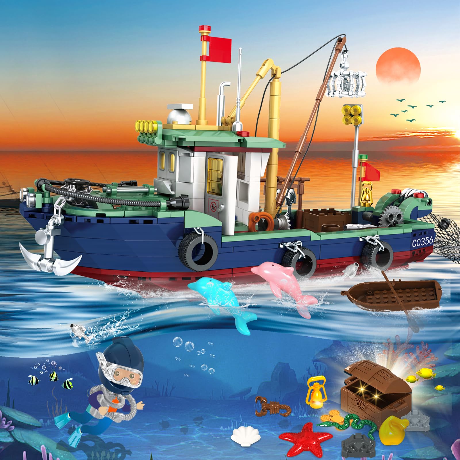Custoduy marine life miniatures including pink dolphins and crabs fuel story-based play.