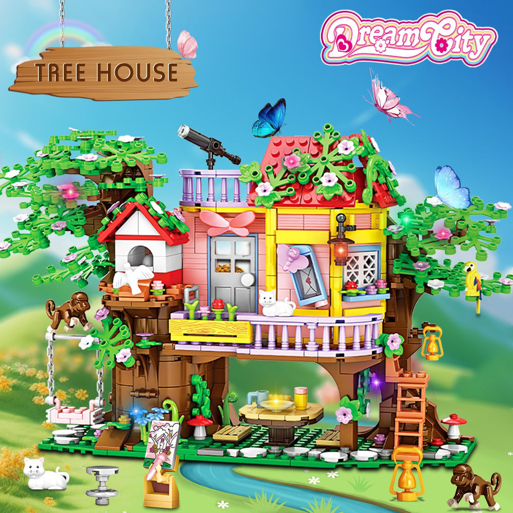 Custoduy tree house blocks swing in action for dynamic role play with friends