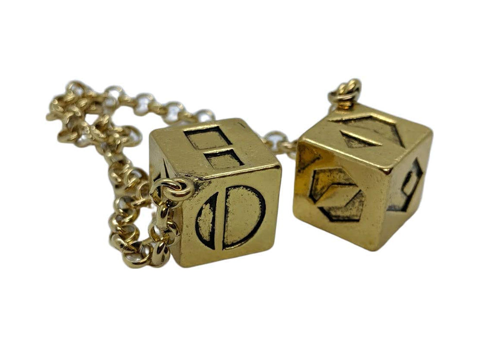 Custom 3D Stuff Smuggler's Dice with antique weathered gold finish for cockpit decor