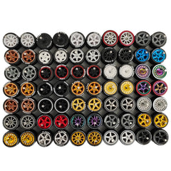 CustomDiecast 1:64 rubber wheels with logo for authentic display and easy swap.
