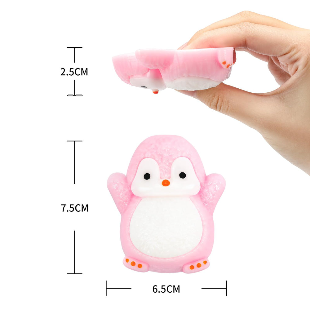 Colorful penguin TaBa squishy toys in a gift-ready packaging design.