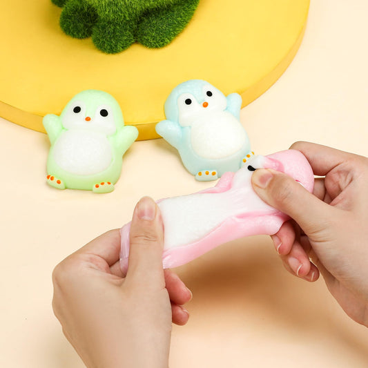 Penguin TaBa squishy toys fit easily in pockets for on-the-go play.