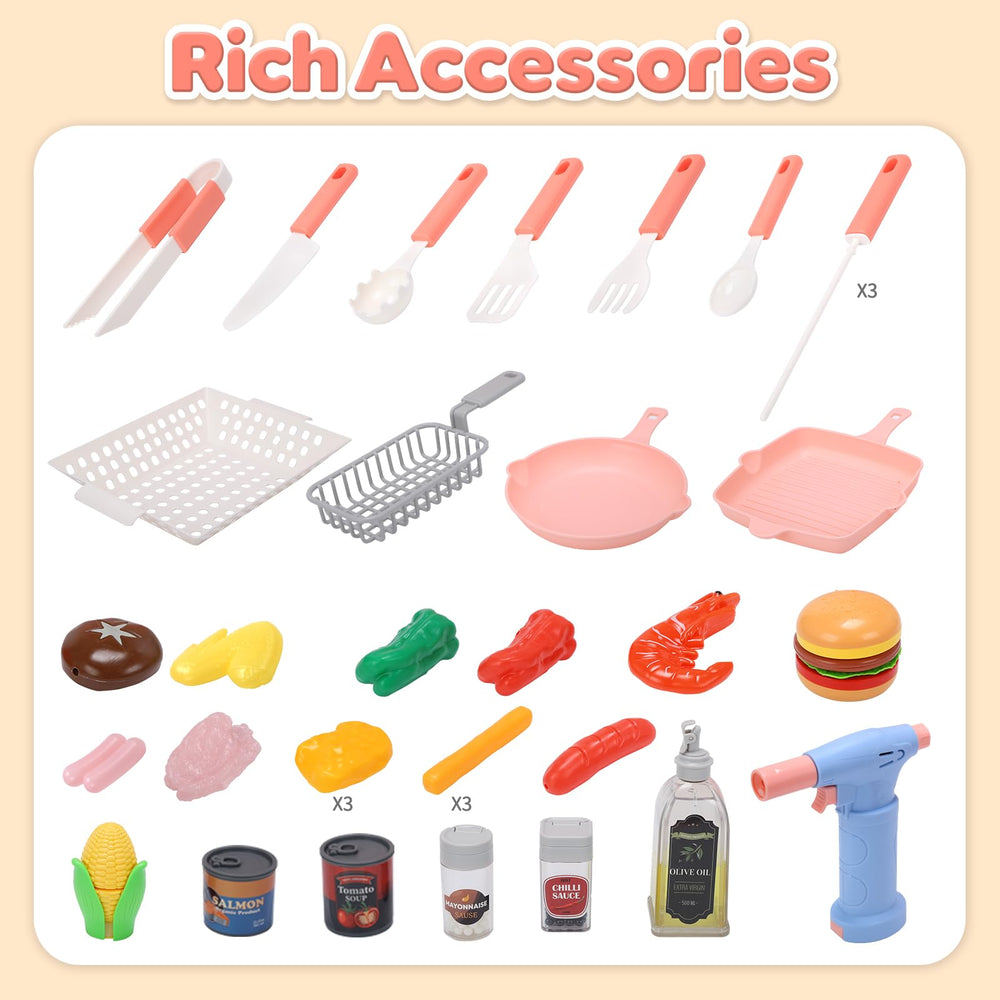 CUTE STONE storage basket keeps toy kitchen gear tidy