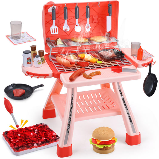 CUTE STONE BBQ for Kids full setup with 25-inch grill for imaginative play