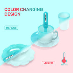Cute Stone color changing dishes reveal temperature cues during water play.