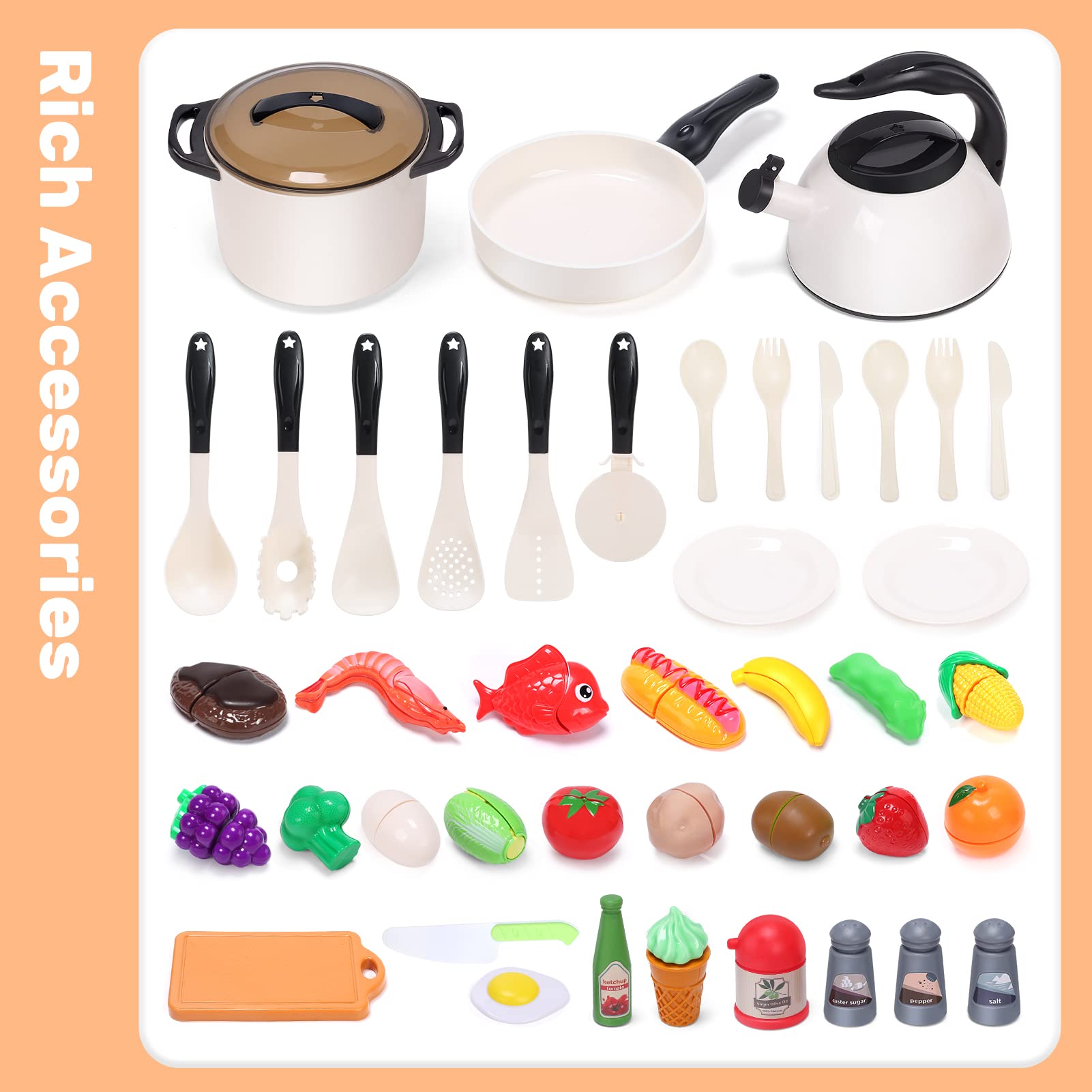 CUTE STONE durable ABS kitchen toys with smooth edges for safe play.