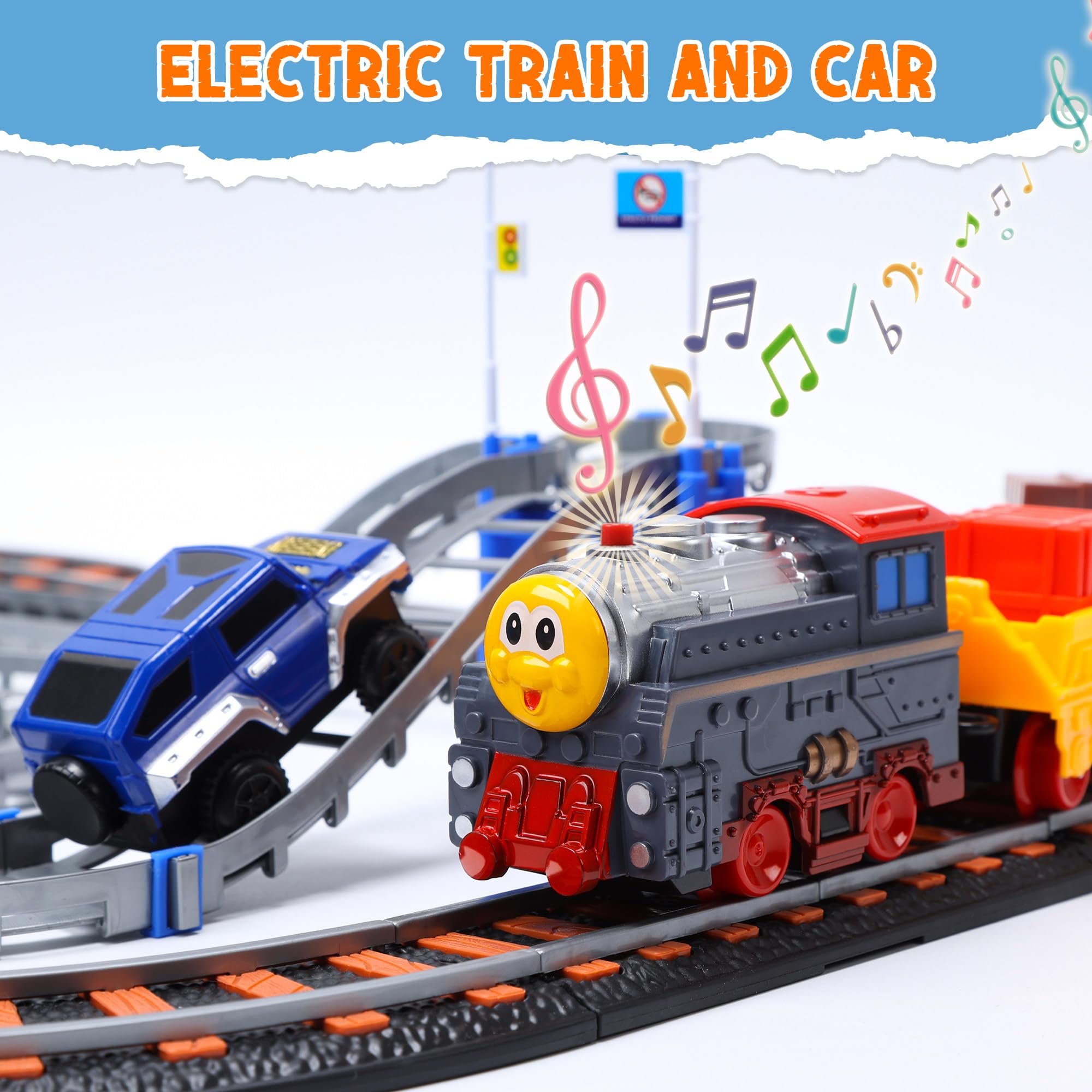 CUTE STONE electric train with realistic sounds on smooth rails