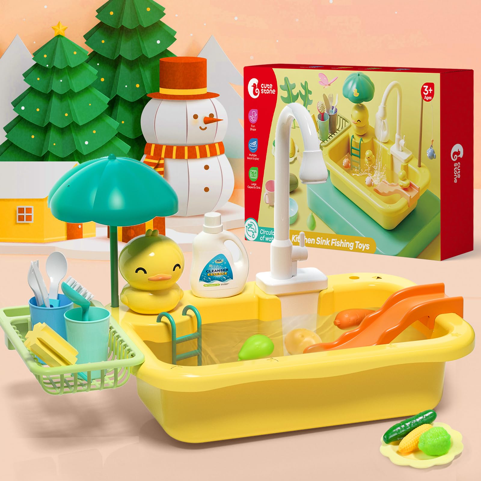 CUTE STONE floating toys and ducks for bath and pool fishing game.