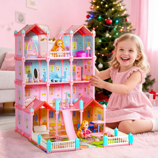 CUTE STONE Huge Dollhouse bedroom set enabling kids to furnish cozy spaces for bedtime stories.