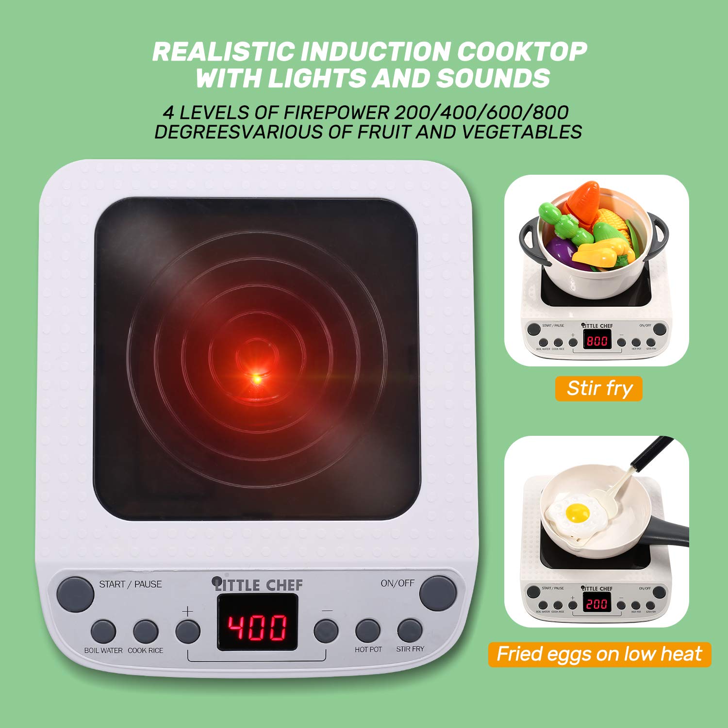 CUTE STONE induction cooktop with lights enhances interactive cooking play.