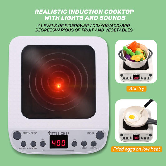 CUTE STONE induction cooktop with lights enhances interactive cooking play.
