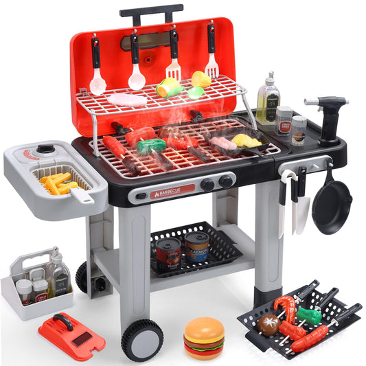 CUTE STONE color-changing play food glows under the grill torch for authentic pretend grilling.