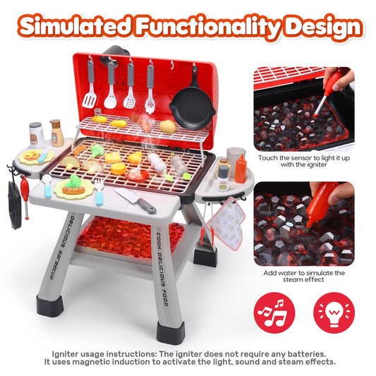 CUTE STONE grill with igniter and smoke effects for indoor play.