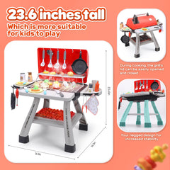 CUTE STONE grill playset lights and sounds enhance realism.